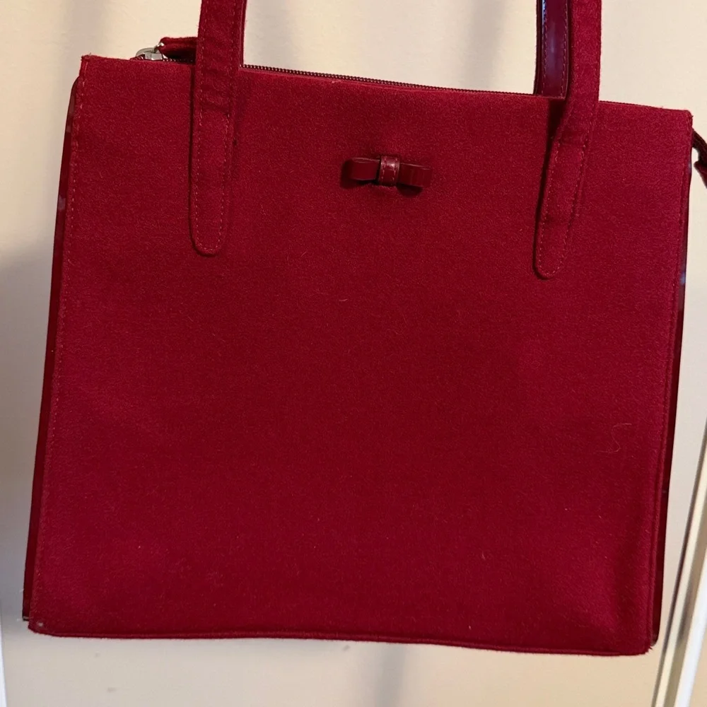 Liz Claiborne Burgundy felted wool shoulder bag